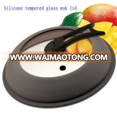 Heat resistant microwave handle cover universal wok tempered glass silicone lid